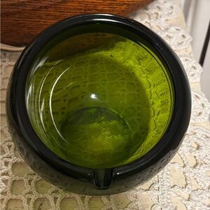 Vintage Viking Glass Emerald Green Orb Ashtray